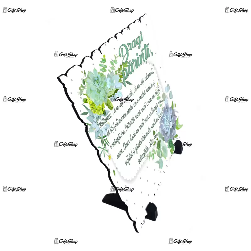 Dragi parinti  multumesc ca..., placheta cu mesaj